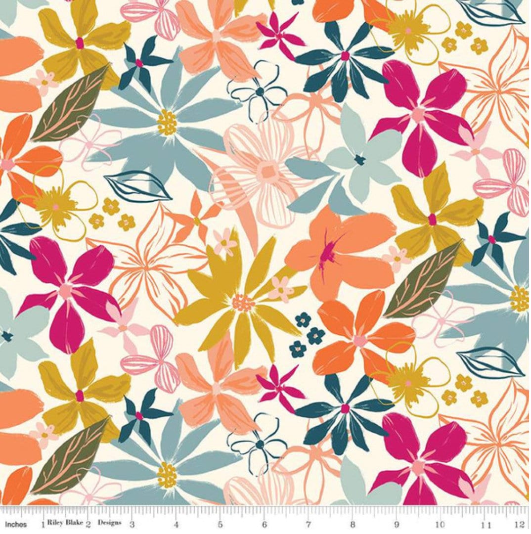 Eden Main Cream - LAMINATED Cotton Fabric - Riley Blake