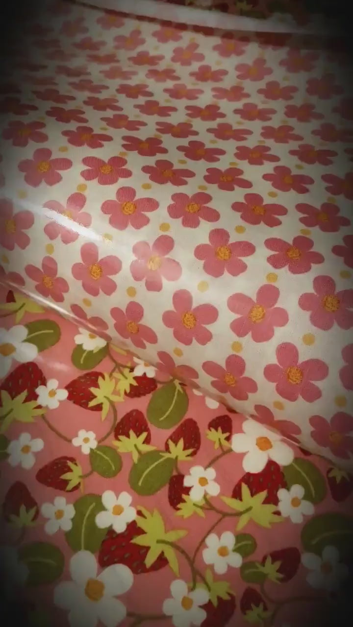 Strawberry Jam Blossoms Cream - LAMINATED Cotton Fabric - Riley Blake