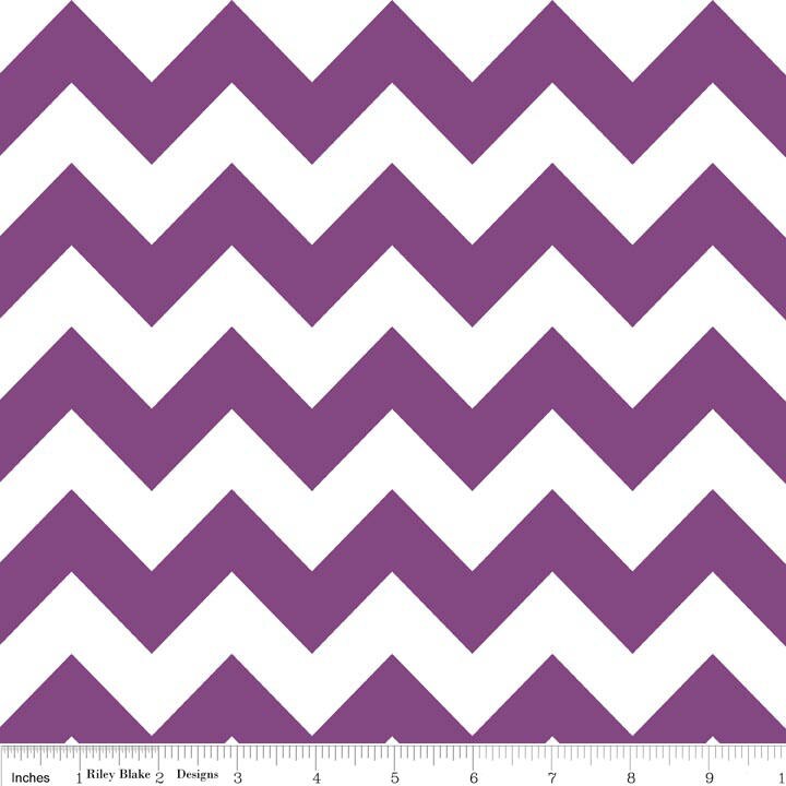Chevron Purple and White - LAMINATED Cotton Fabric - Riley Blake