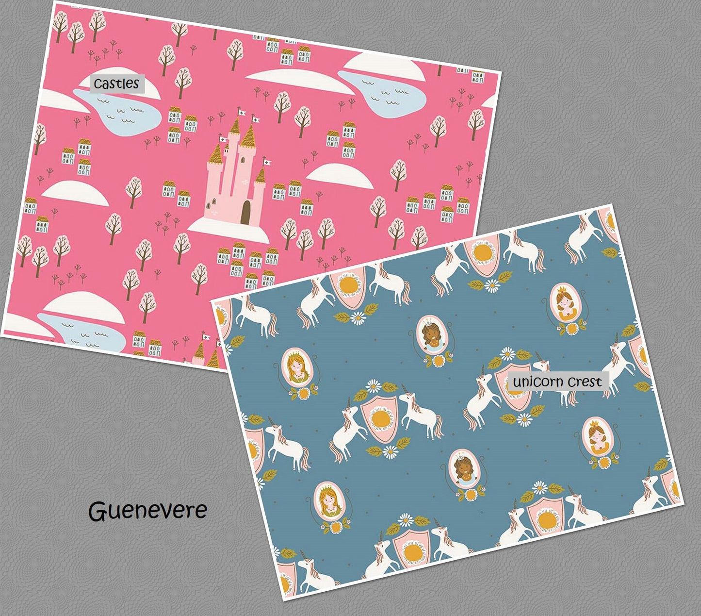 Guinevere Castle Hot Pink - LAMINATED Cotton Fabric - Riley Blake