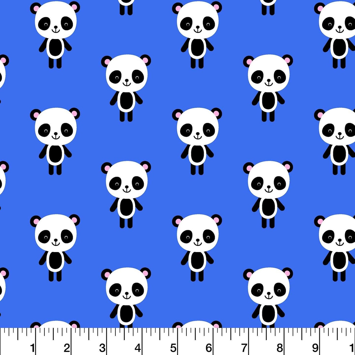 Urban Zoologie Pandas Blue - Wide Width - LAMINATED Cotton Fabric - Robert Kaufman