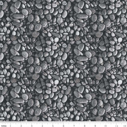 Fish & Fowl Pebbles Gray - LAMINATED Cotton Fabric - Riley Blake