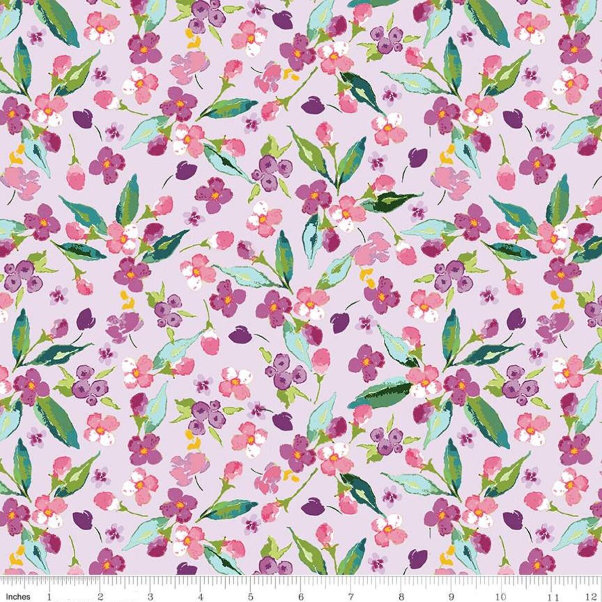 Hampton Garden Floral Lavender - LAMINATED Cotton Fabric - Riley Blake