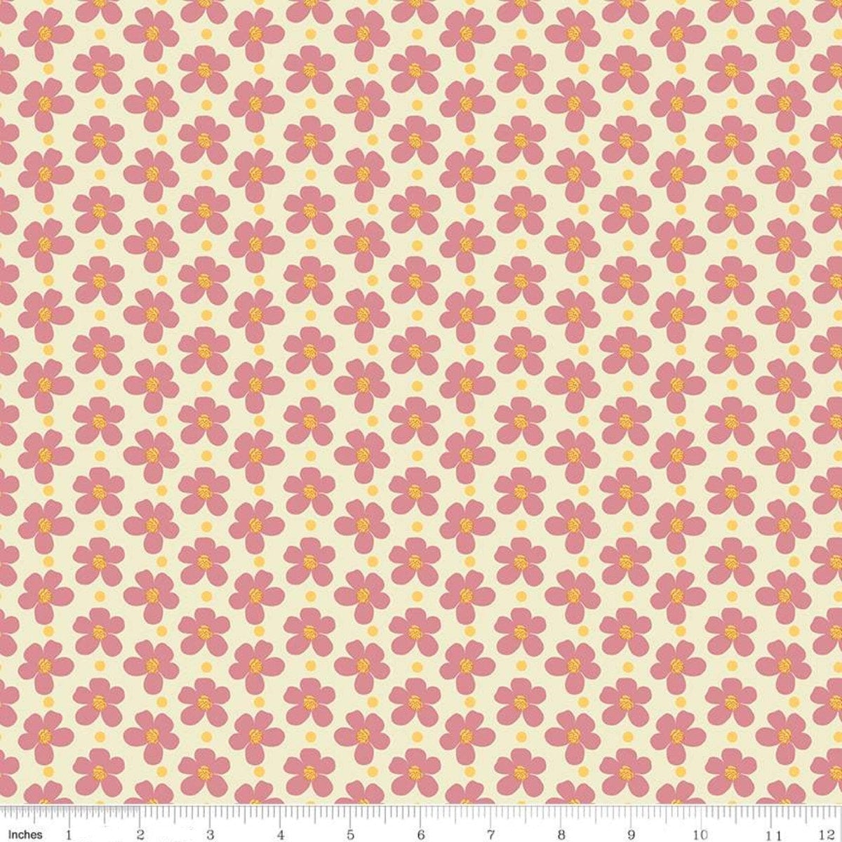 Strawberry Jam Blossoms Cream - LAMINATED Cotton Fabric - Riley Blake