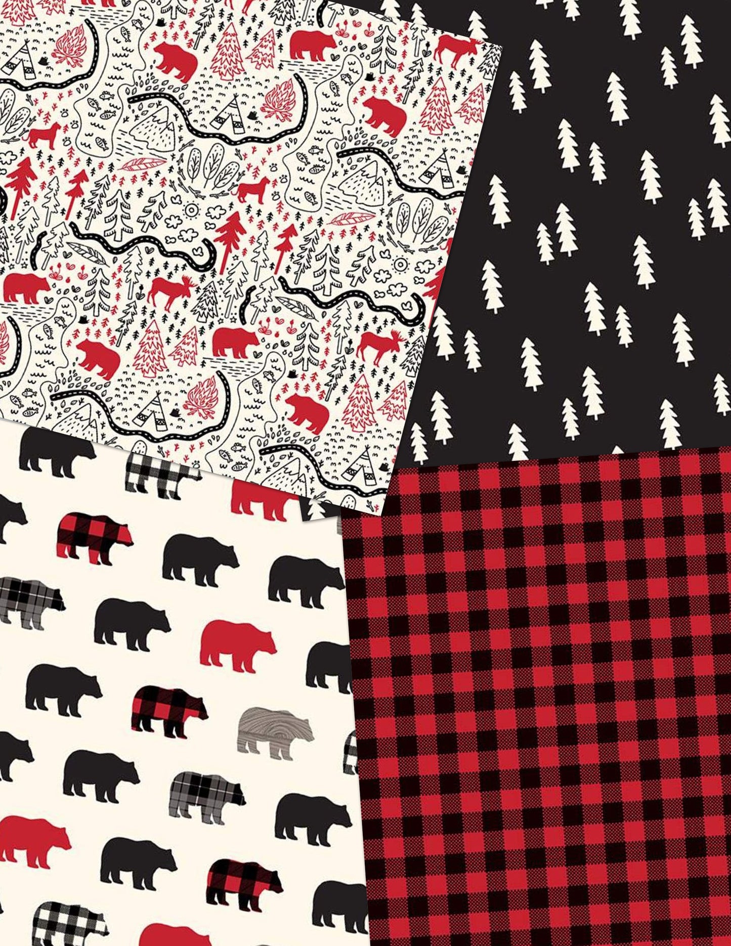 Wild at Heart Buffalo Check Red and Black - LAMINATED Cotton Fabric - Riley Blake