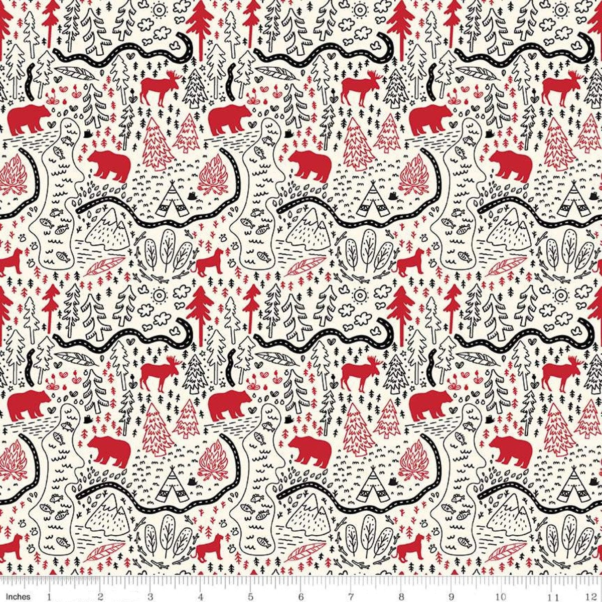 Wild at Heart Map Cream - LAMINATED Cotton Fabric - Riley Blake