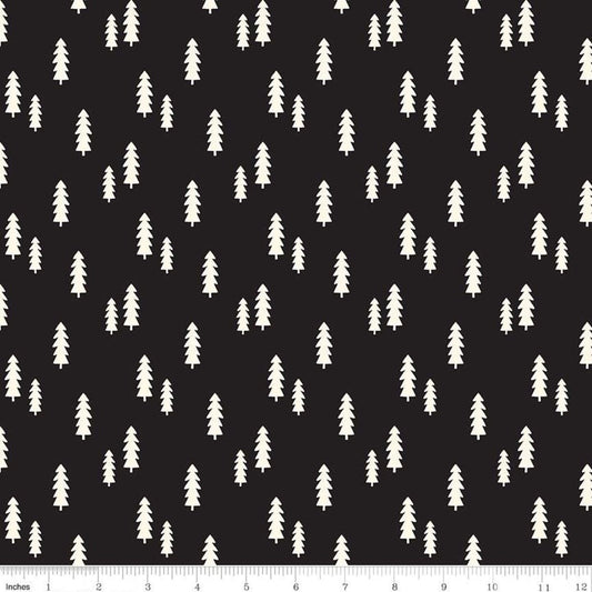 Wild at Heart Trees Black - LAMINATED Cotton Fabric - Riley Blake