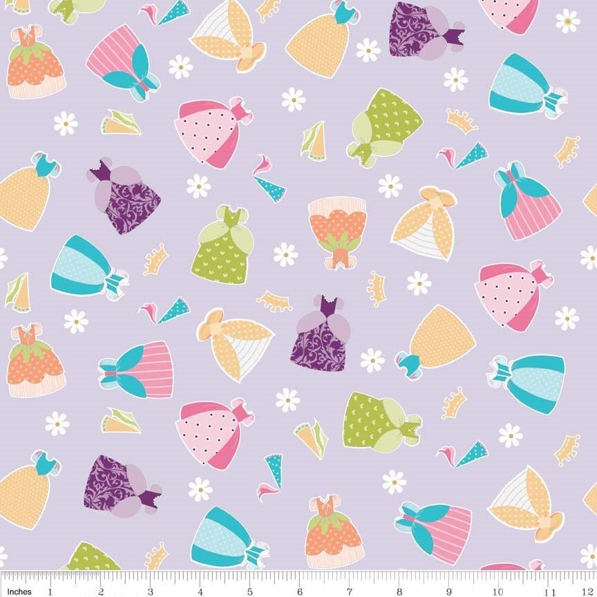 Dream and a Wish Dresses Purple - LAMINATED Cotton Fabric - Riley Blake