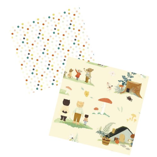 The Littlest Family's Big Day Cream - LAMINATED Cotton Fabric - Riley Blake