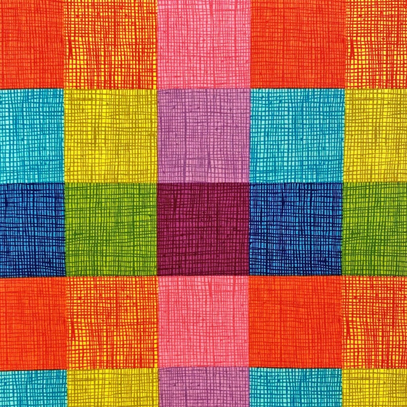Rainbow Heath Check - LAMINATED Cotton Fabric - Alexander Henry