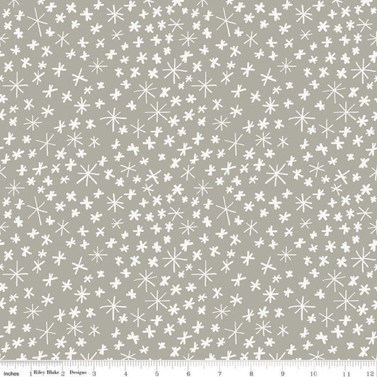 Nice Ice Baby Snowflakes Gray - LAMINATED Cotton Fabric - Riley Blake