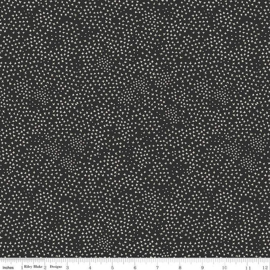 Honey Bee Criss Cross Black - LAMINATED Cotton Fabric - Riley Blake