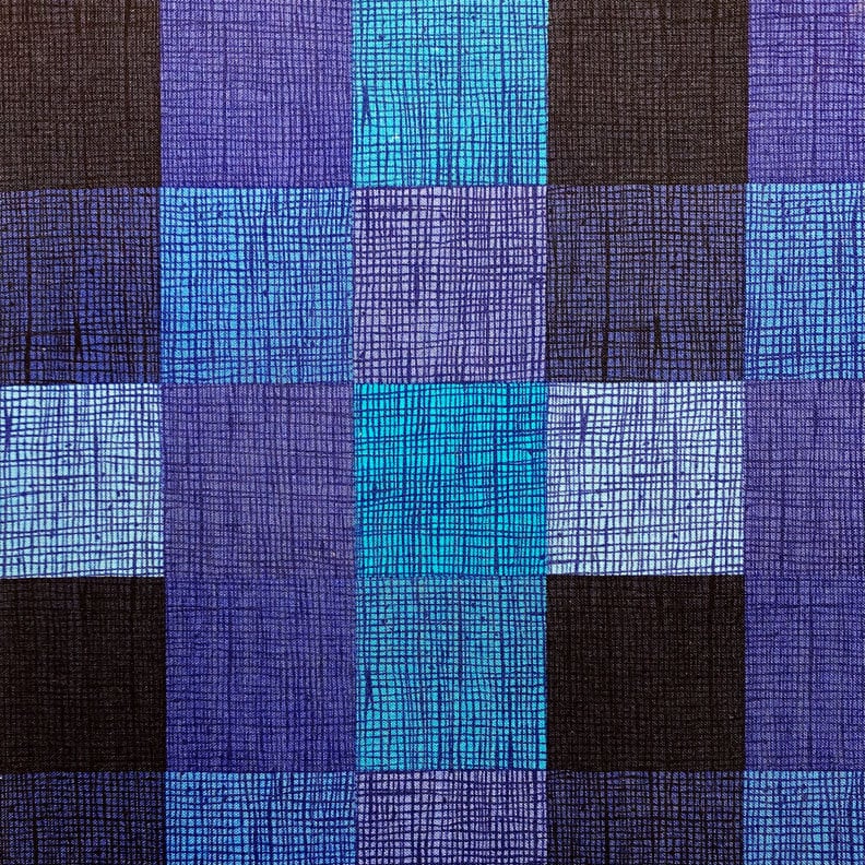 Blue Tonal Heath Check - LAMINATED Cotton Fabric - Alexander Henry