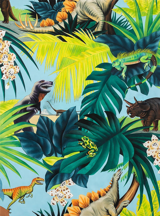 LAMINATED cotton fabric - Jurassic Fantastic from Alexander Henry (sold continuous by the half yard) CPSIA compliant