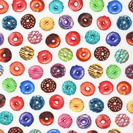 Mini Donuts - Wide Width - LAMINATED Cotton Fabric - Robert Kaufman