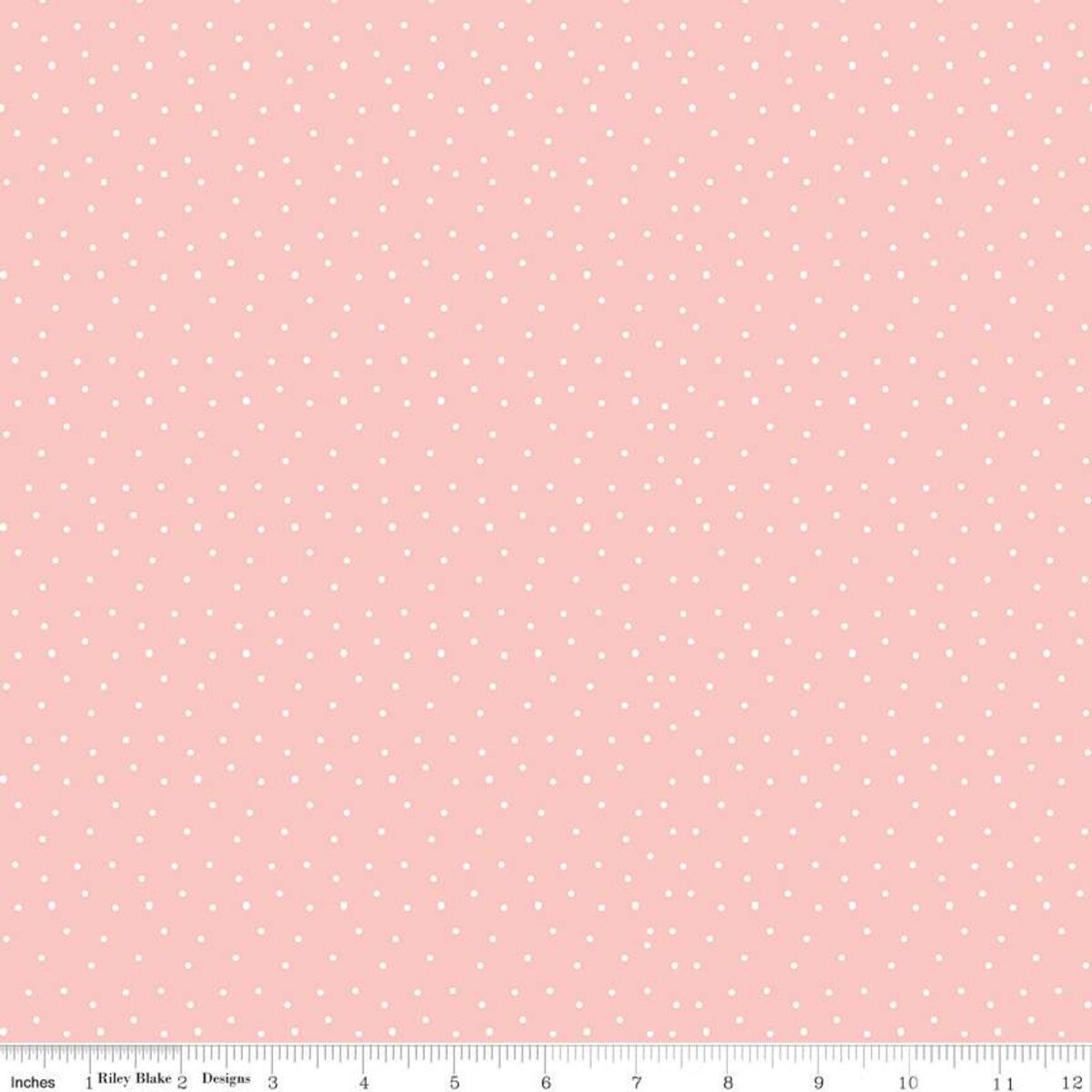 Sew Much Fun Dots Pink - LAMINATED Cotton Fabric - Riley Blake