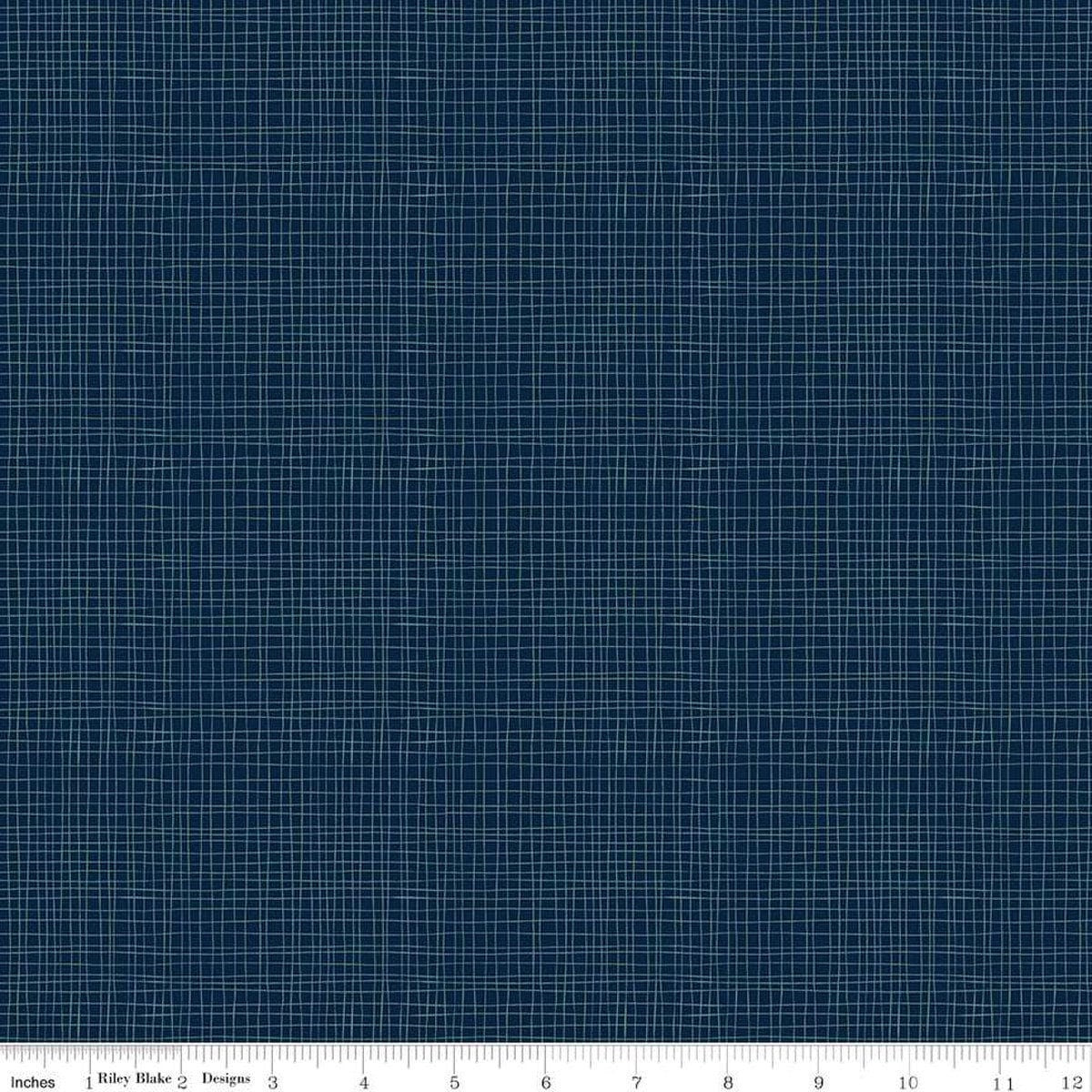 Riley Blake - Love You S&#39;more - Weave Navy - LAMINATED Cotton Fabric by the Half Yard