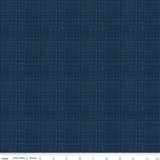 Riley Blake - Love You S&#39;more - Weave Navy - LAMINATED Cotton Fabric by the Half Yard