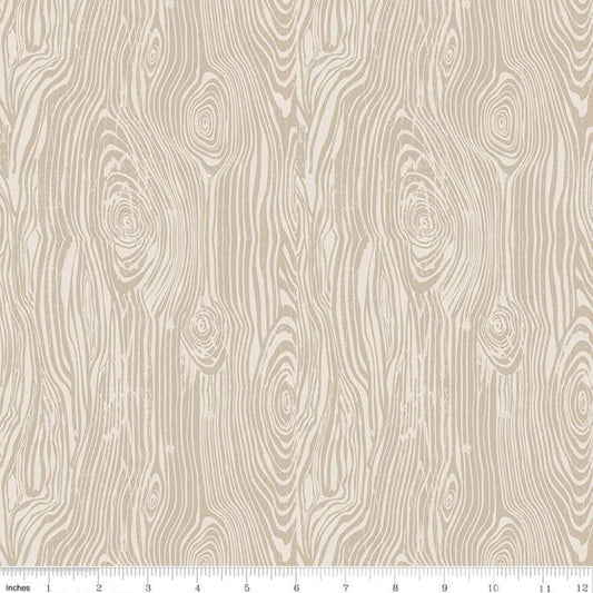 My Heritage Faux Bois Woodgrain Parchment - LAMINATED Cotton Fabric - Riley Blake