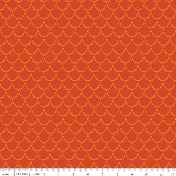 Dragon Scales Orange - LAMINATED Cotton Fabric - Riley Blake