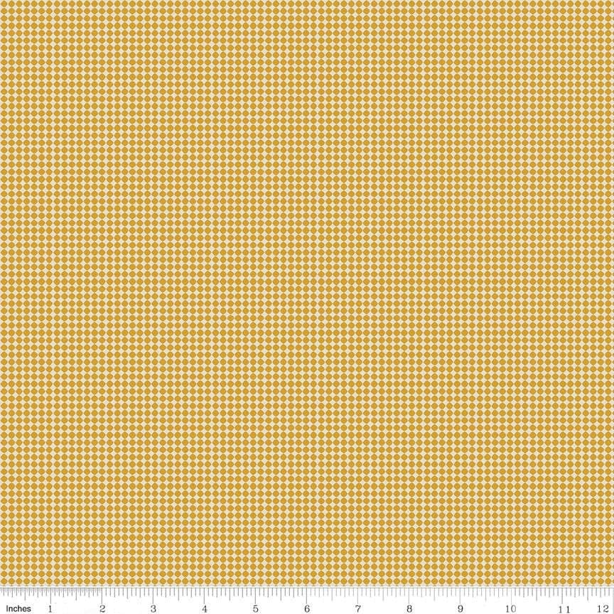 Golden Days Dot Mustard - LAMINATED Cotton Fabric - Riley Blake