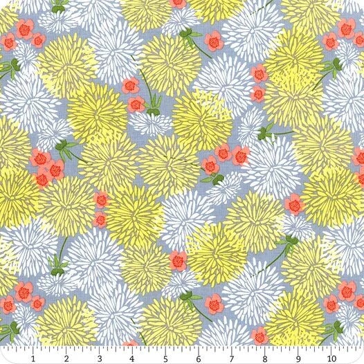 Riley Blake - On the Wind Dandelions Sky - LAMINATED Cotton Fabric by the Half Yard