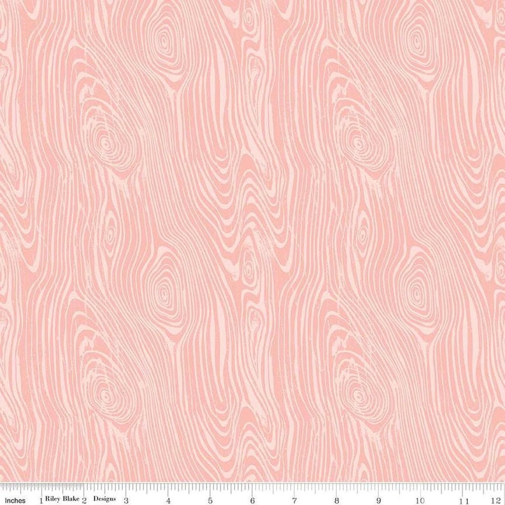 Glamp Camp Woodgrain Pink - LAMINATED Cotton Fabric - Riley Blake