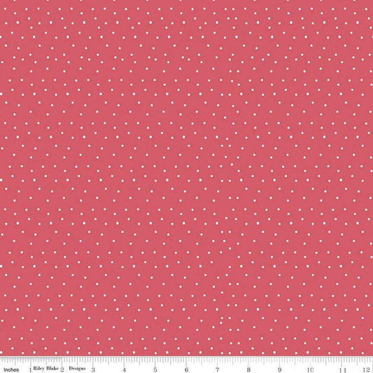 Sew Much Fun Dots Tea Rose - LAMINATED Cotton Fabric - Riley Blake