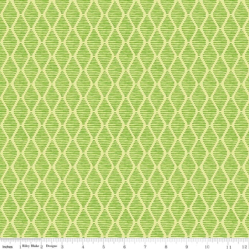Fruitful Diamonds Green - LAMINATED Cotton Fabric - Riley Blake