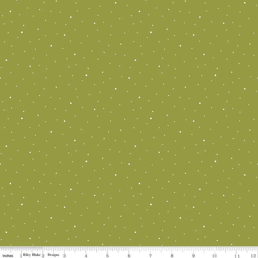 Dapple Dots Asparagus - LAMINATED Cotton Fabric - Riley Blake