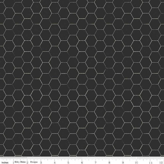 LAMINATED cotton fabric - Honey Bee Honeycomb Black (sold continuous by the half yard) Food Safe Fabric, BPA free