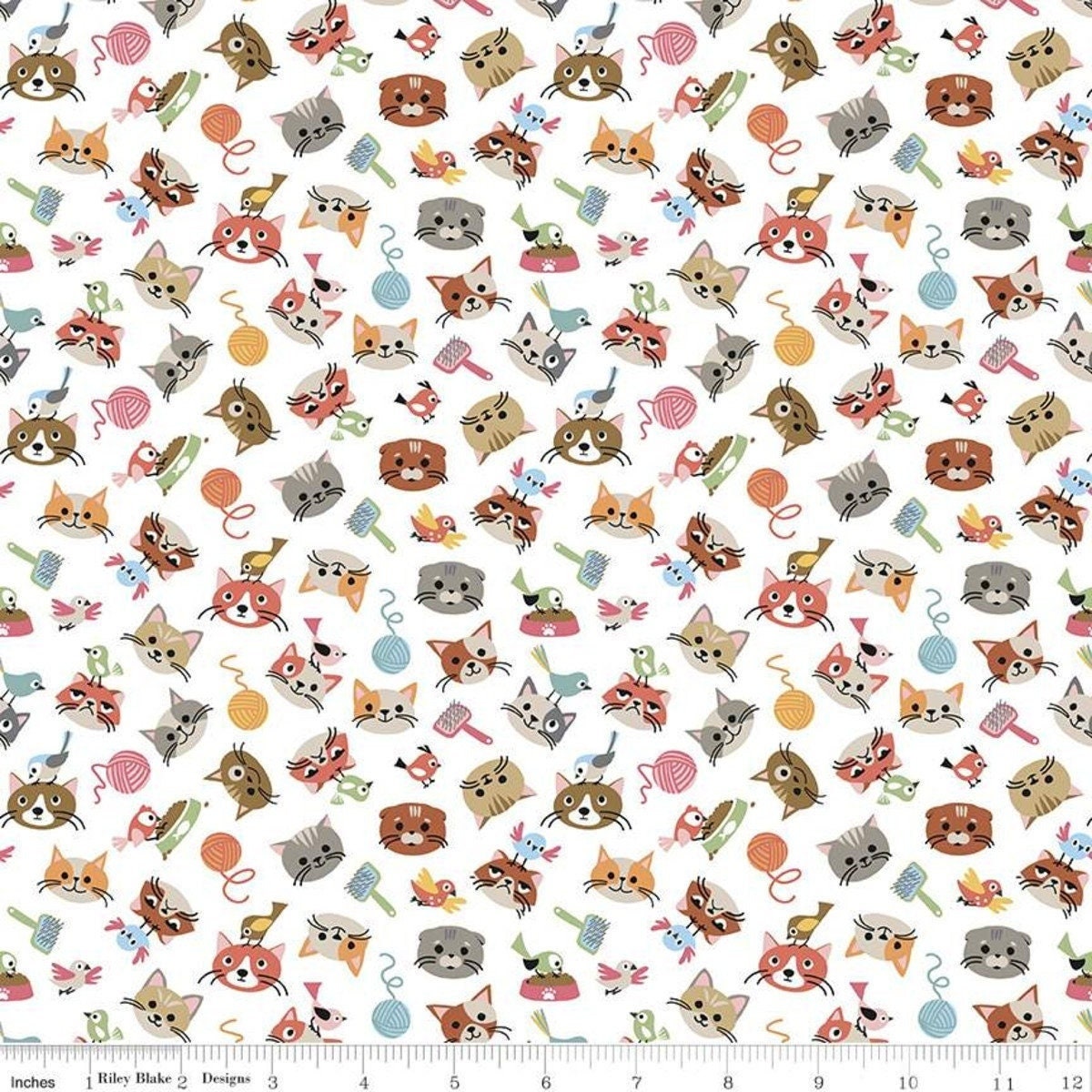 LAMINATED cotton fabric - Cat&#39;s Meow head toss (sold continuous by the half yard) Food Safe Fabric, BPA free