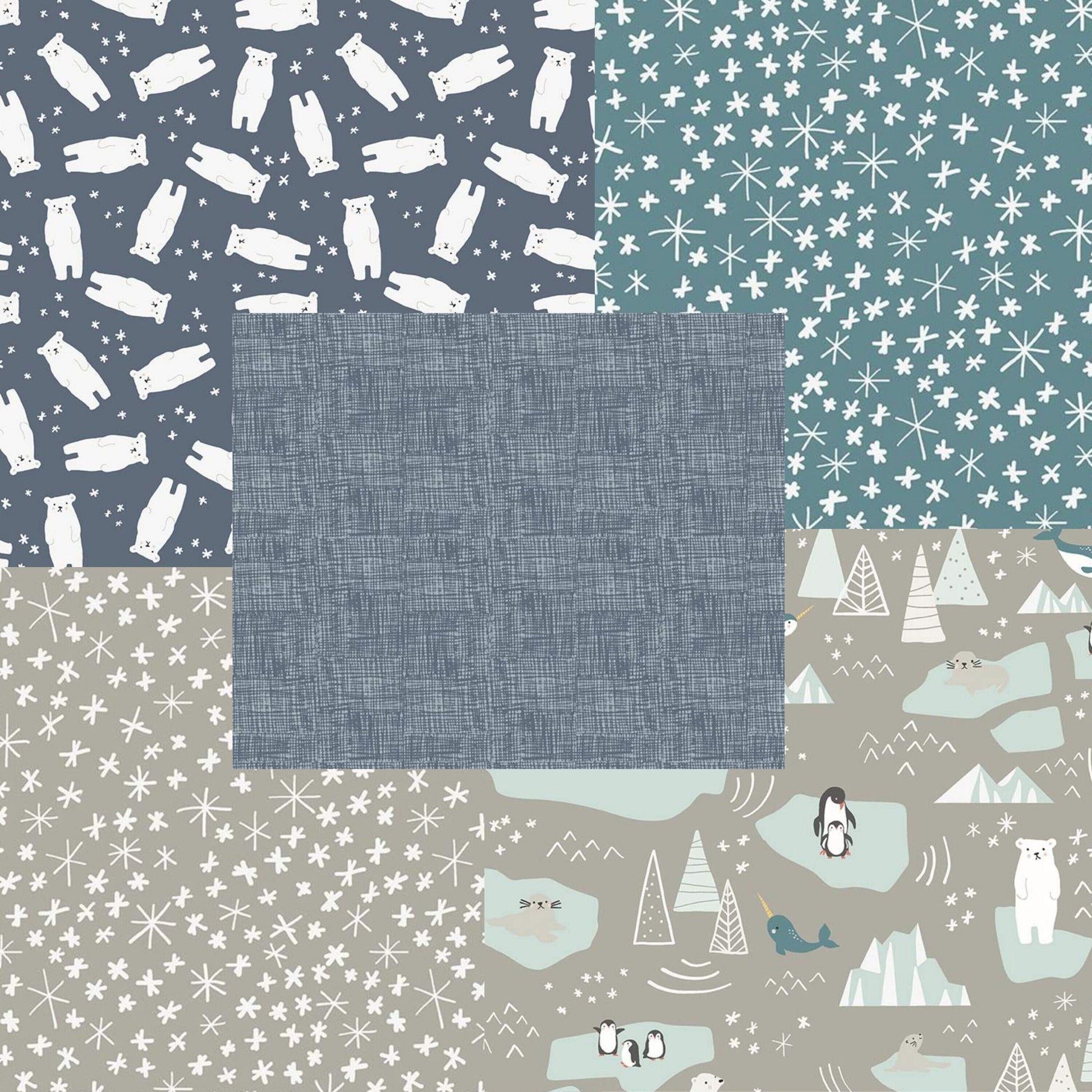 LAMINATED cotton fabric - Nice Ice Baby on gray (sold continuous by the half yard) Food Safe Fabric, BPA free