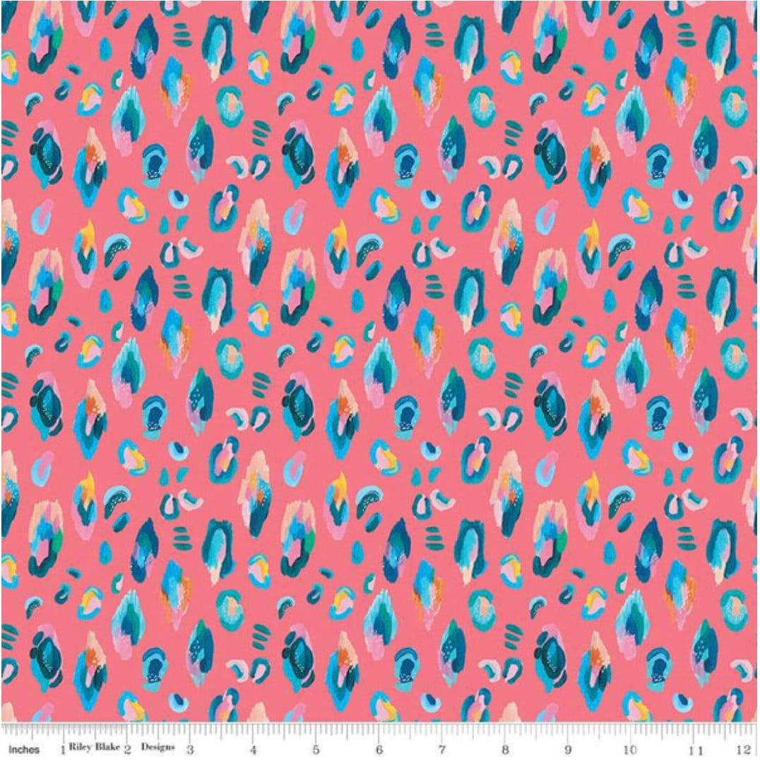 Kindness, Always Leopard Coral - LAMINATED Cotton Fabric - Riley Blake