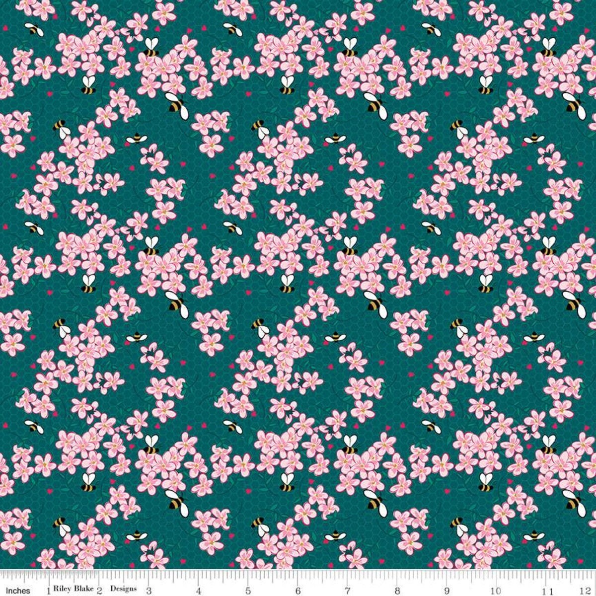 Mint For You Floral Teal - LAMINATED Cotton Fabric - Riley Blake