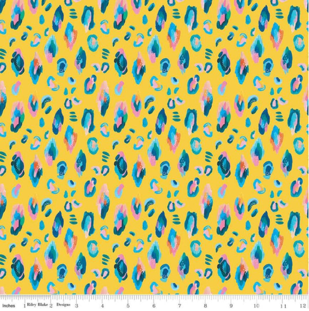 Kindness, Always Leopard Yellow - LAMINATED Cotton Fabric - Riley Blake