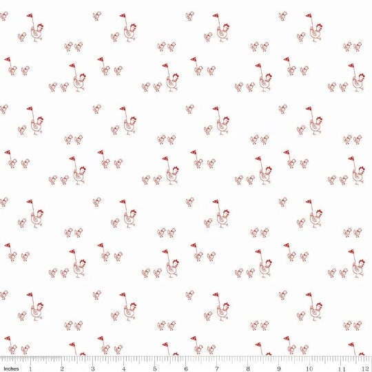 Simple Goodness Chickens White - LAMINATED Cotton Fabric - Riley Blake
