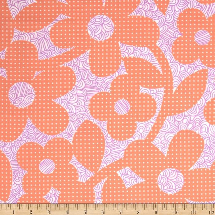 Dots and Loops Peach - Wide Width - LAMINATED Cotton Fabric - Free Spirit