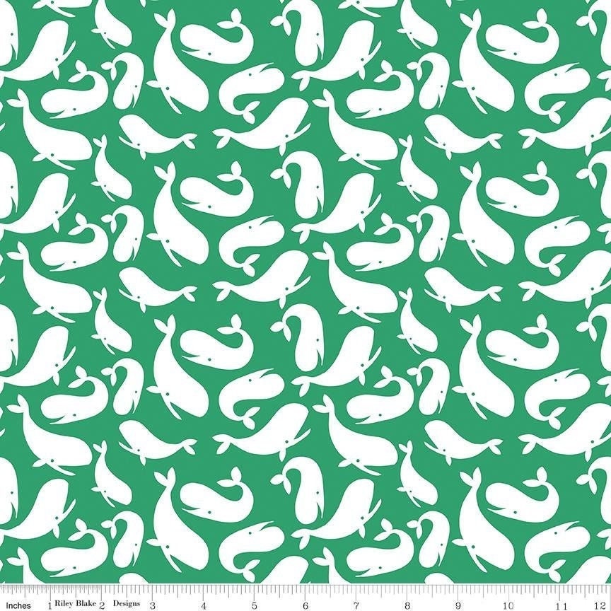 LAMINATED cotton fabric - Ahoy Whales (sold continuous by the half yard) Food Safe Fabric, BPA free