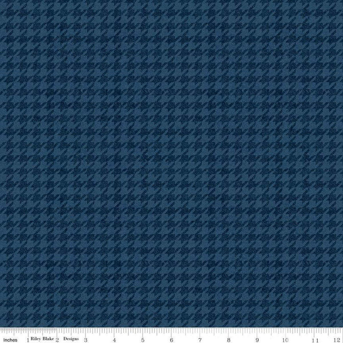 All About Plaids Houndstooth Blue - LAMINATED Cotton Fabric - Riley Blake
