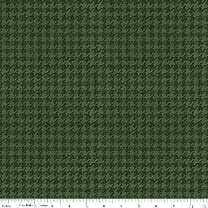 All About Plaids Houndstooth Green - LAMINATED Cotton Fabric - Riley Blake