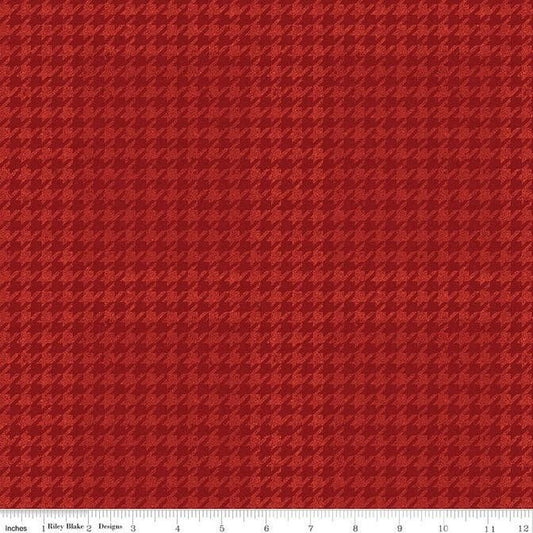 All About Plaids Houndstooth Red - LAMINATED Cotton Fabric - Riley Blake