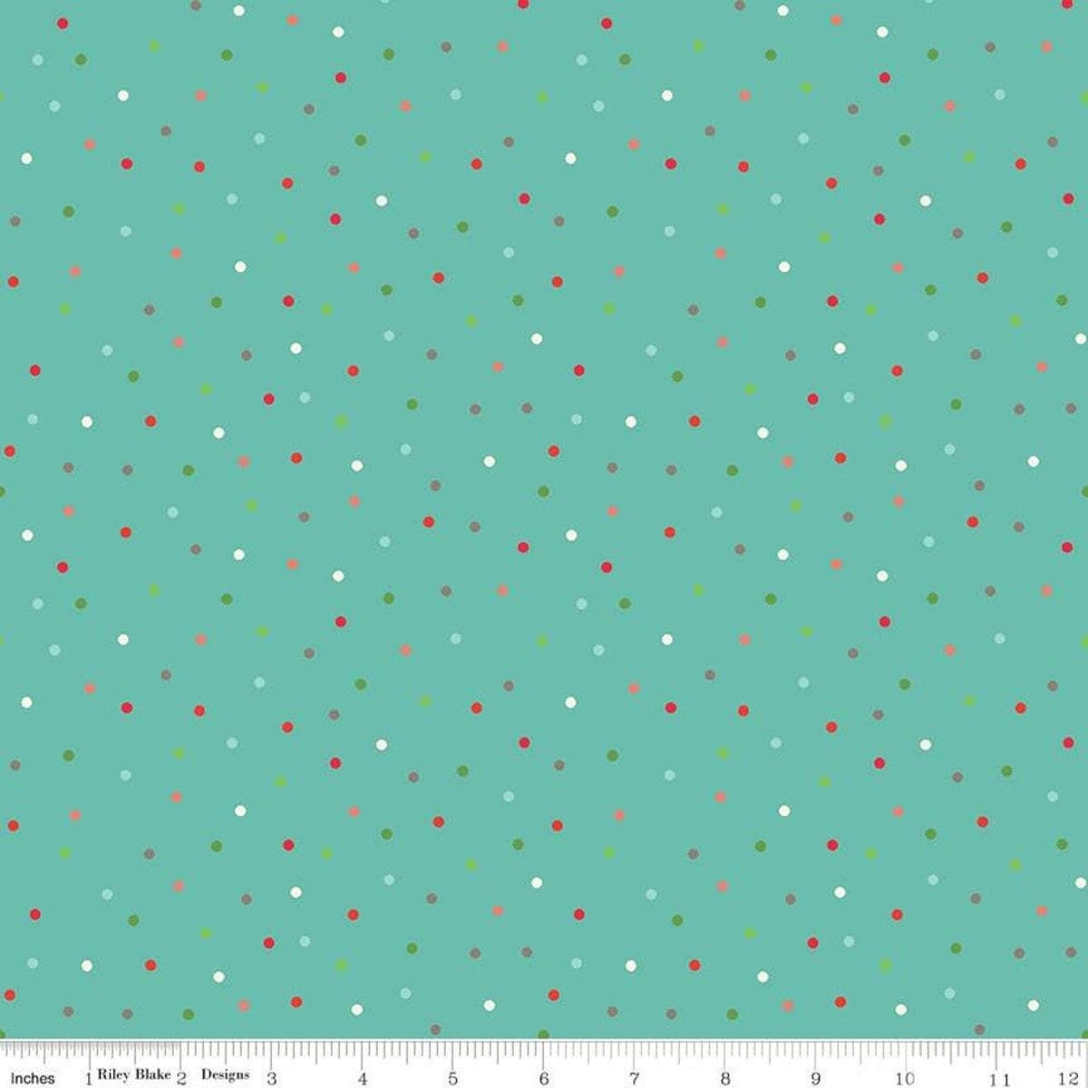 Winter Wonder Aqua Dots - LAMINATED Cotton Fabric - Riley Blake