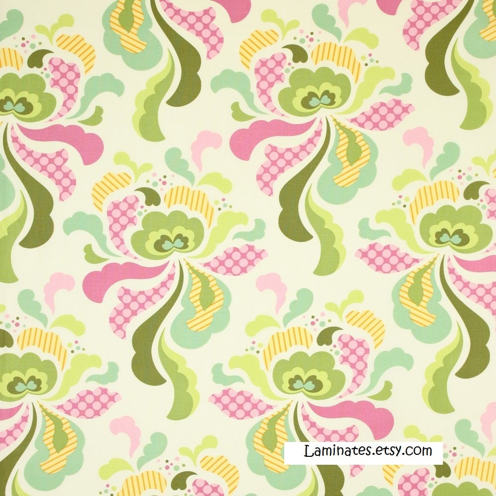 Groovy Olive Green - Wide Width - LAMINATED Cotton Fabric - Heather Bailey