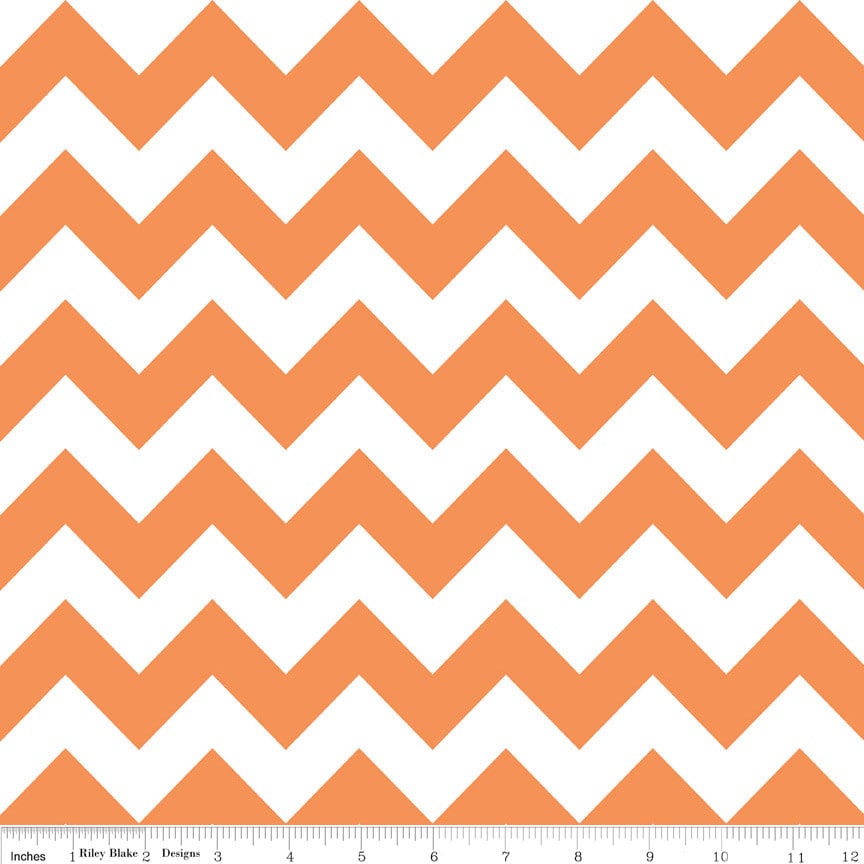 LAMINATED cotton fabric - Orange chevron (sold continuous by the half yard) Food Safe Fabric, BPA free